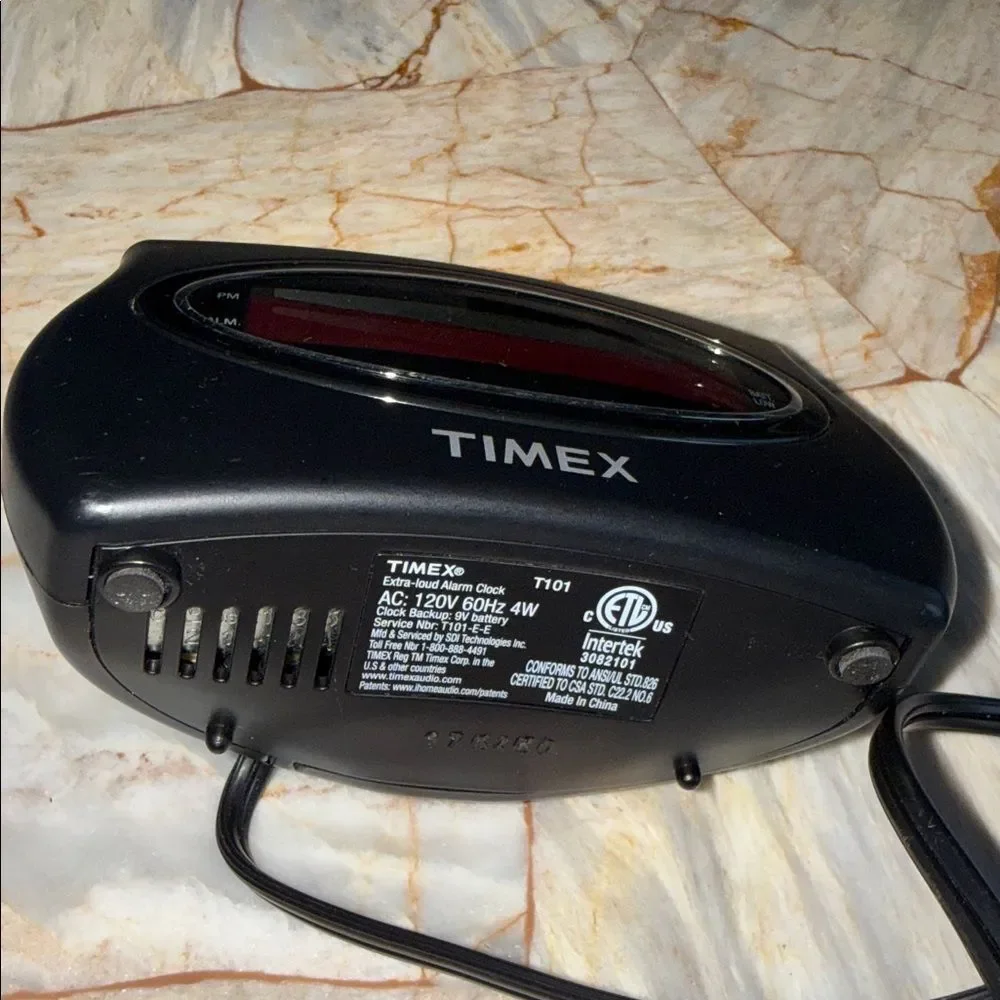 Timex T101 Extra Loud Digital Alarm Clock Black Red LED Display Snooze AC Power